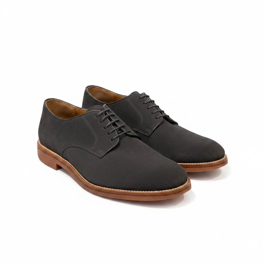 J.Crew Oxford Shoes Mens 10 Black Suede Leather Low Top Classic Bucks Lace Up